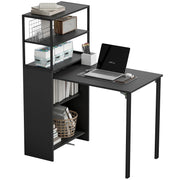 Bookcase With Fold Out Desk For Small Spaces, Hidden Storage, 105W x 60D x 127H cm