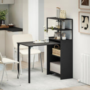 Bookcase With Fold Out Desk For Small Spaces, Hidden Storage, 105W x 60D x 127H cm