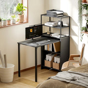 Bookcase With Fold Out Desk For Small Spaces, Hidden Storage, 105W x 60D x 127H cm