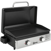 Tabletop Gas BBQ with 2 Burners and Large Griddle for Easy Outdoor Cooking Black Outsunny