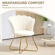 Cream Velvet Lotus Petal Accent Chair with Gold Legs Plush Upholstery and Stylish Design