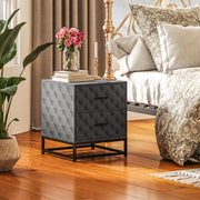 Set of 2 Grey Bedside Tables with 2 Drawers and Steel Legs for Bedroom or Living Room by HOMCOM