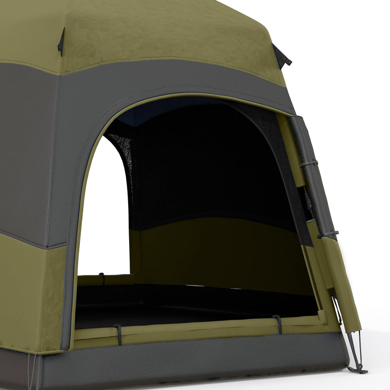 Pop Up 4 Person Tent for Quick and Easy Camping Shelter Dark Green and Light Grey