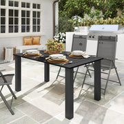 Black Rectangular Garden Dining Table for 6 with Parasol Hole and Steel Frame by Outsunny