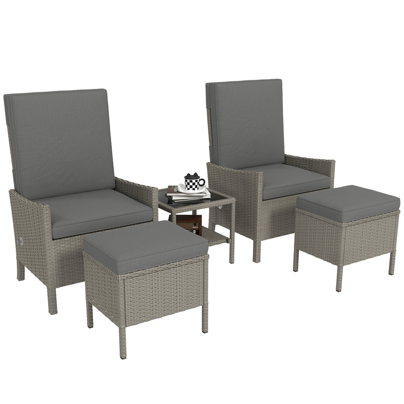 5 Piece Rattan Patio Furniture Set With Cushions Dark Grey by Outsunny
