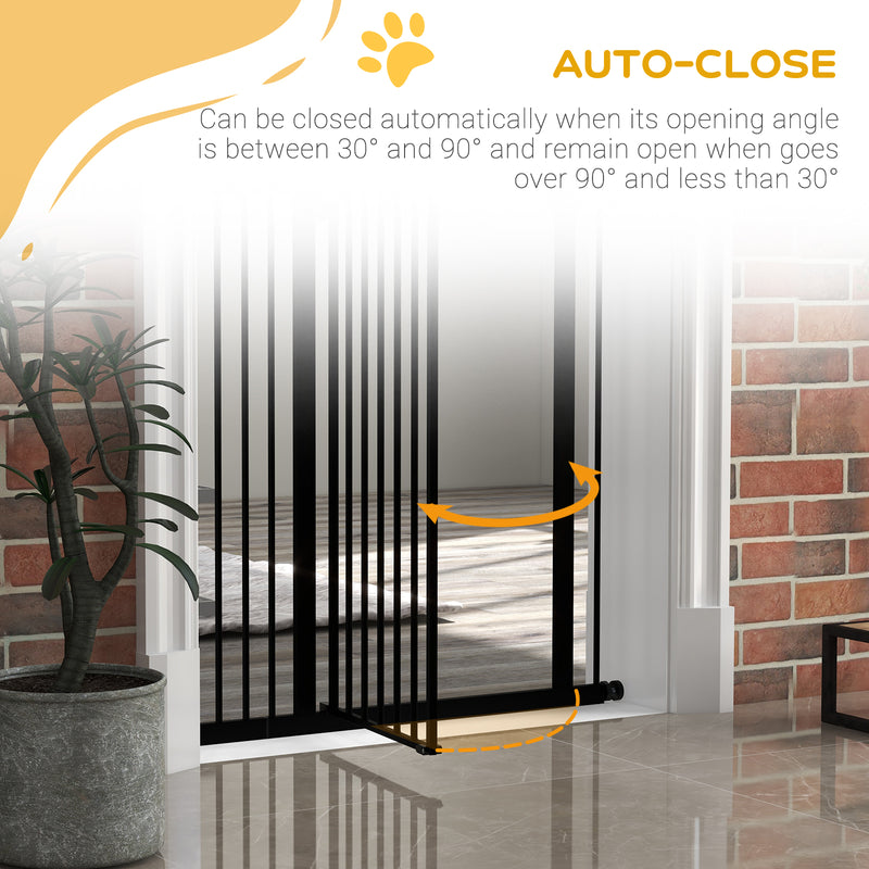 Extra Tall Dog Safety Stair Gate With Auto Close For Doorways And Hallways Adjustable Black