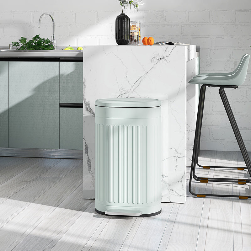 Light Green 30L Metal Kitchen Bin With Soft-Close Lid by HOMCOM