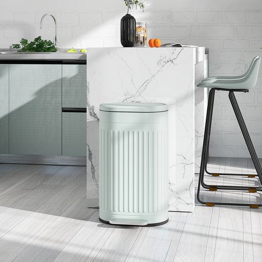 Light Green 30L Metal Kitchen Bin With Soft-Close Lid by HOMCOM
