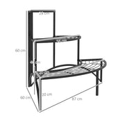 3 Tier Metal Corner Plant Stand for Garden Balcony or Patio in Black by Outsunny AOSOM