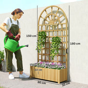 Wooden Raised Garden Planter With Trellis Ideal For Climbing Plants And Herbs Natural Outsunny