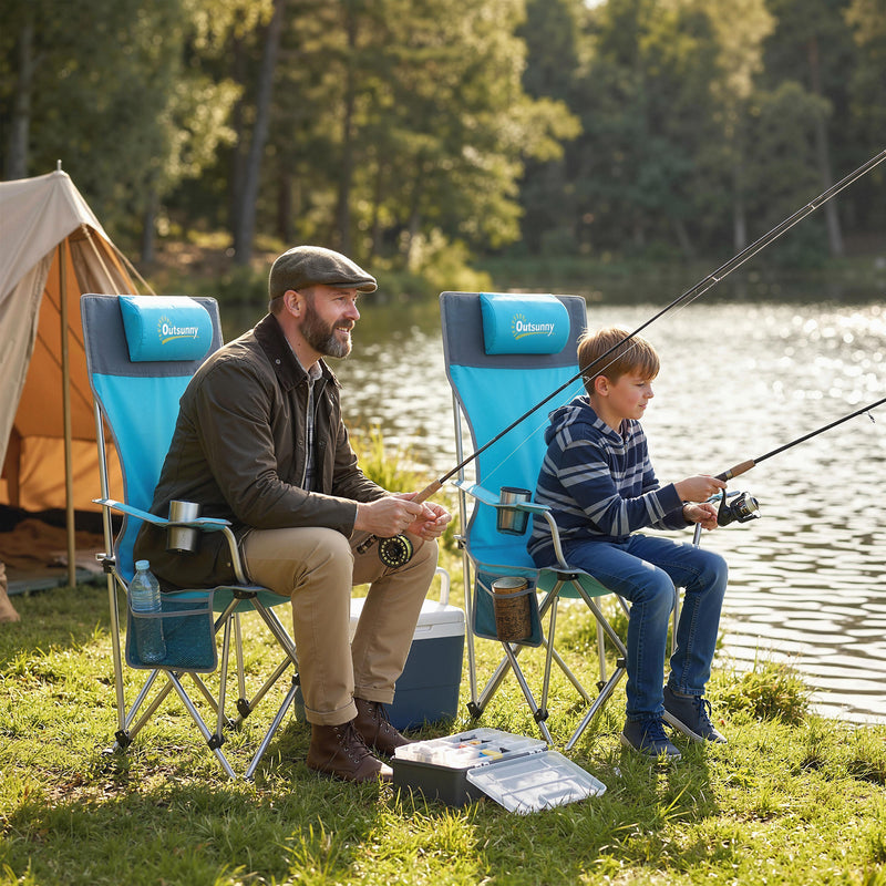 Folding Camping Chair with Detachable Footrest for Comfortable Outdoor Relaxation Blue