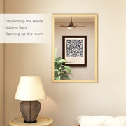 Rectangular Wall Mirror for Brightening and Enlarging Rooms Natural Wood Finish AOSOM