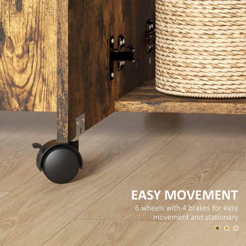 Rustic Brown 6 Seater Drop Leaf Dining Table With Storage by HOMCOM