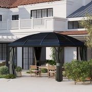 3 x 4m Hardtop Gazebo with Metal Roof Netting and Curtains Dark Grey by Outsunny