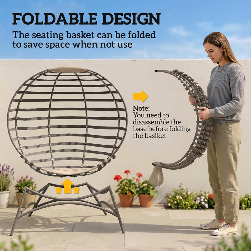 Egg Chair With Soft Cushion Folding Frame - Relax and Unwind In Style - Indoor or Outdoor Use
