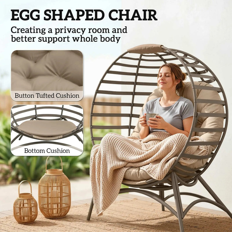 Egg Chair With Soft Cushion Folding Frame - Relax and Unwind In Style - Indoor or Outdoor Use