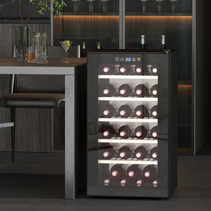Black 41 Bottle Wine Fridge 91L with Glass Door LED Light and Touch Control by HOMCOM