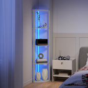 5 Tier LED Floor Lamp With Shelves And Remote Control For Living Room Or Bedroom Oak