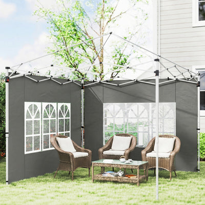 3x3m Replacement Gazebo Side Panels with Large Windows for Privacy and Shade Set of 2, Dark Grey Outsunny