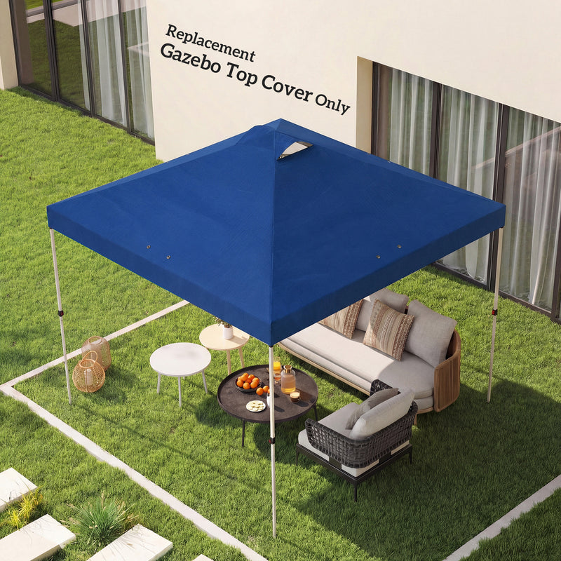 Gazebo Replacement Canopy Waterproof UV Protection for 3 x 3 m Straight-Leg Frame Blue Outsunny