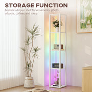 Modern LED Floor Lamp With Shelves And Remote Control Ideal For Living Room Or Office White