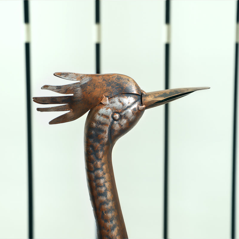 Heron Garden Statue Metal Standing Ornament with Stakes for Patio or Pond by Outsunny
