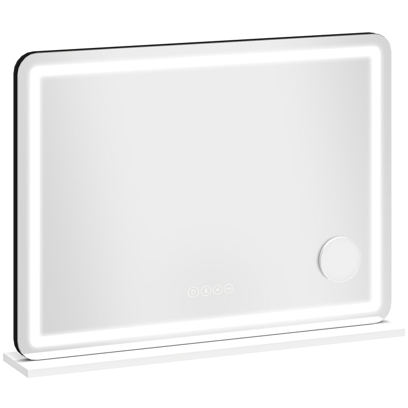 Vanity Mirror with Adjustable LED Lights and Bluetooth Speaker for Makeup and Hair White AOSOM
