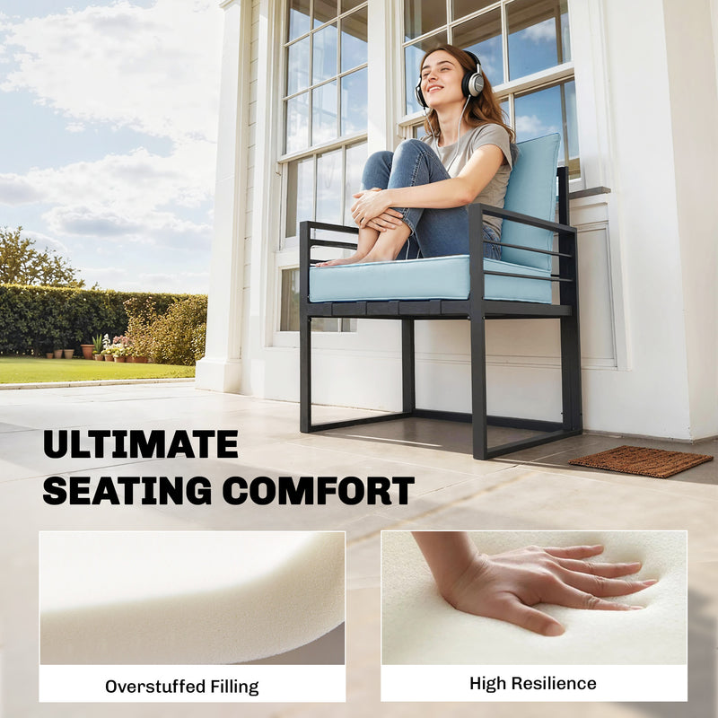 Chair Cushion Set for Indoor or Outdoor Comfort with Removable Covers Light Grey AOSOM
