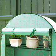 4 Tier Mini Greenhouse with PE Cover and Roll-Up Door Portable 105 x 45 x 160cm Green by Outsunny