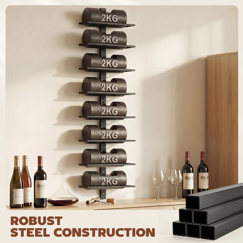 Wall Mounted Wine Rack for 8 Bottles Space Saving Steel Storage Black AOSOM