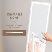 Full Length LED Dressing Mirror with Dimmable 3 Tone Lighting for Bedroom, White