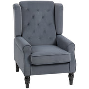 Grey Wingback Accent Chair With Button Tufted Backrest For Living Room Or Bedroom Use