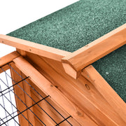 Wooden Outdoor Rabbit Hutch with Openable Roof Detachable Run and Slide Out Tray Grey AOSOM