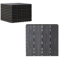 Garden dining table set for six with weather-resistant finish grey AOSOM