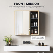 Five Shelf Mirrored Bathroom Wall Cabinet with Wood Effect Finish by HOMCOM