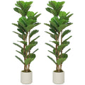 HOMCOM 120cm Set of 2 Artificial Fiddle Leaf Fig Trees - Green