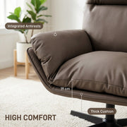 Cat Scratch Resistant Swivel Armchair with Thick Cushion for Relaxing at Home Dark Brown AOSOM