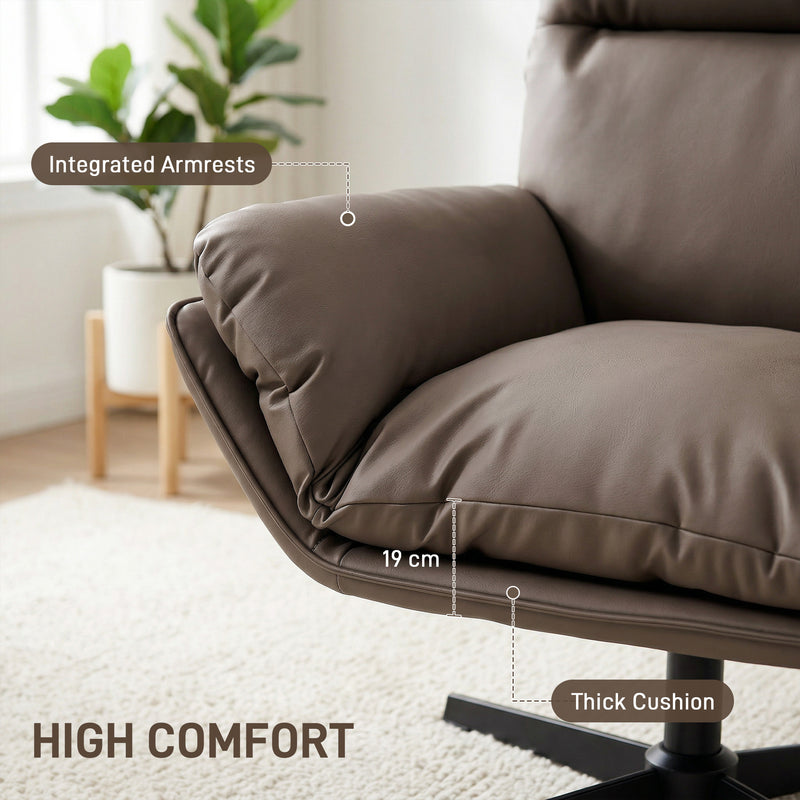 Cat Scratch Resistant Swivel Armchair with Thick Cushion for Relaxing at Home Dark Brown AOSOM