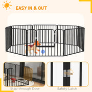 Heavy Duty 8 Panel Dog Playpen for Indoor and Outdoor Use with Secure Latch Black