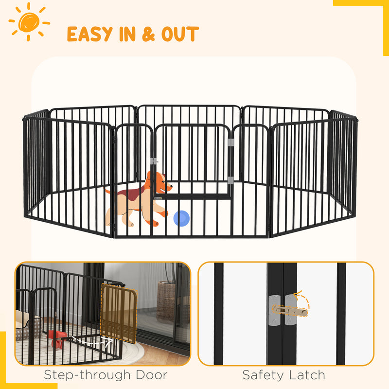 Heavy Duty 8 Panel Dog Playpen for Indoor and Outdoor Use with Secure Latch Black