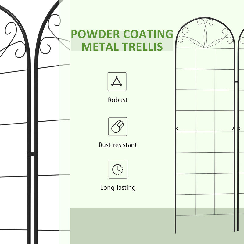 Set of 2 Metal Garden Trellis Panels With Sturdy Grid For Climbing Plants and Vines