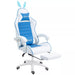 Image of a white and blue bunny ears gaming chair. 