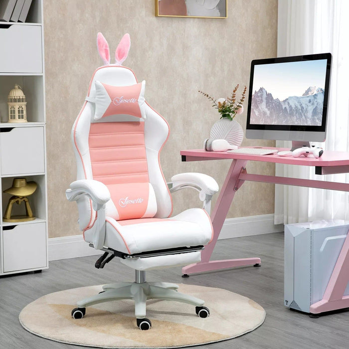 Image of a Pink Gaming Chair with Bunny Ears