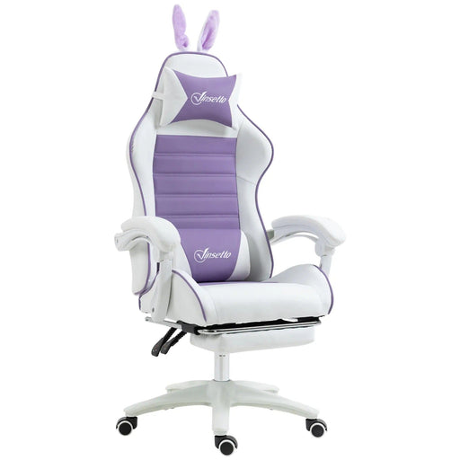 Image of a white and purple bunny ears gaming chair