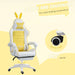 Image of a white and yellow bunny ears gaming chair. 