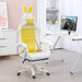 Image of a white and yellow bunny ears gaming chair. 