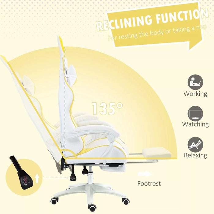 Image of a white and yellow bunny ears gaming chair. 