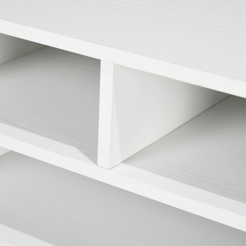 Three Compartment Printer Storage Cabinet With Adjustable Shelves For Home Office White AOSOM