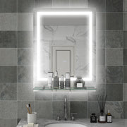 LED Bathroom Mirror with Adjustable Lights and Shelf Anti Fog Smart Touch Control White