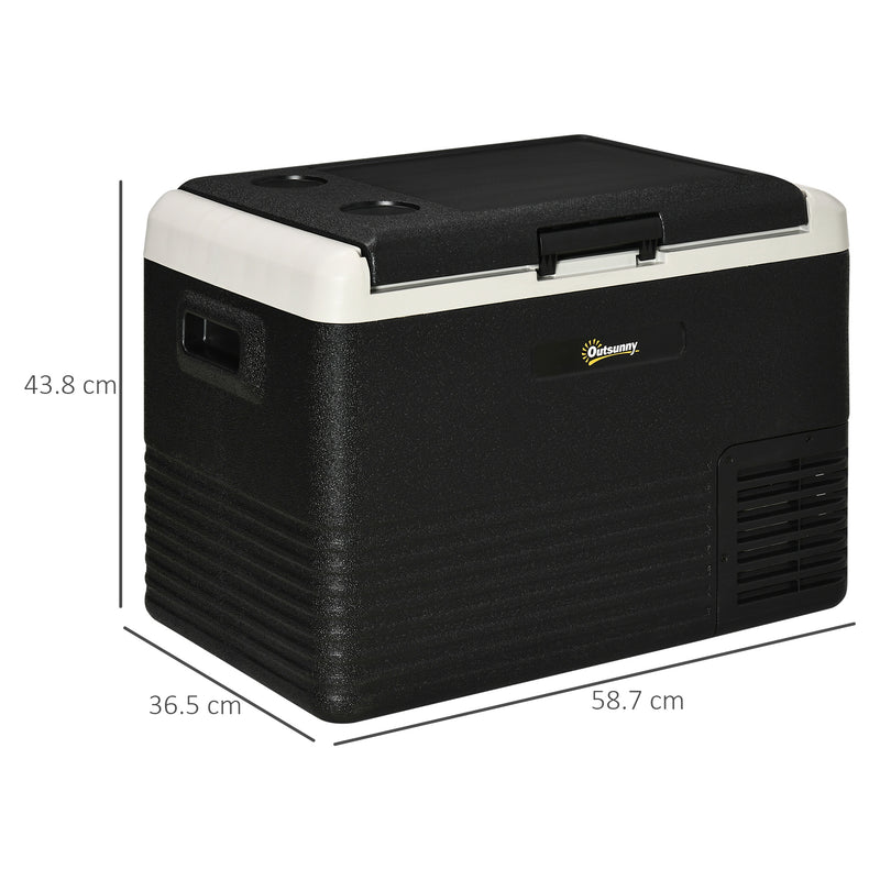 40L Portable Car Fridge Freezer With Adjustable Temperature For Travel Grey and Black AOSOM
